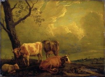牛 雄牛 Painting - 陶芸家パウルスの牛と羊